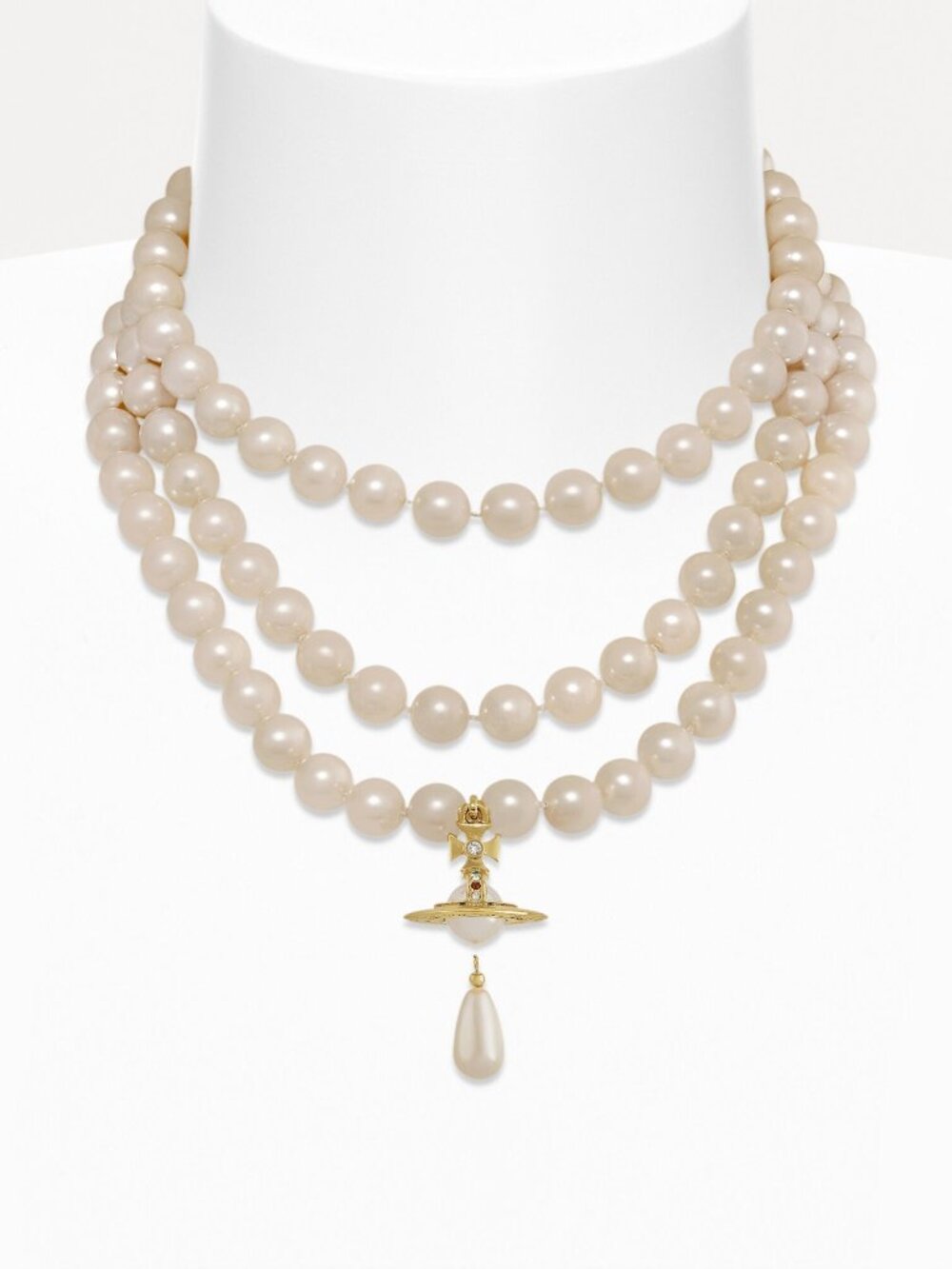 Vivienne Westwood Three Row Pearl Drop Choker